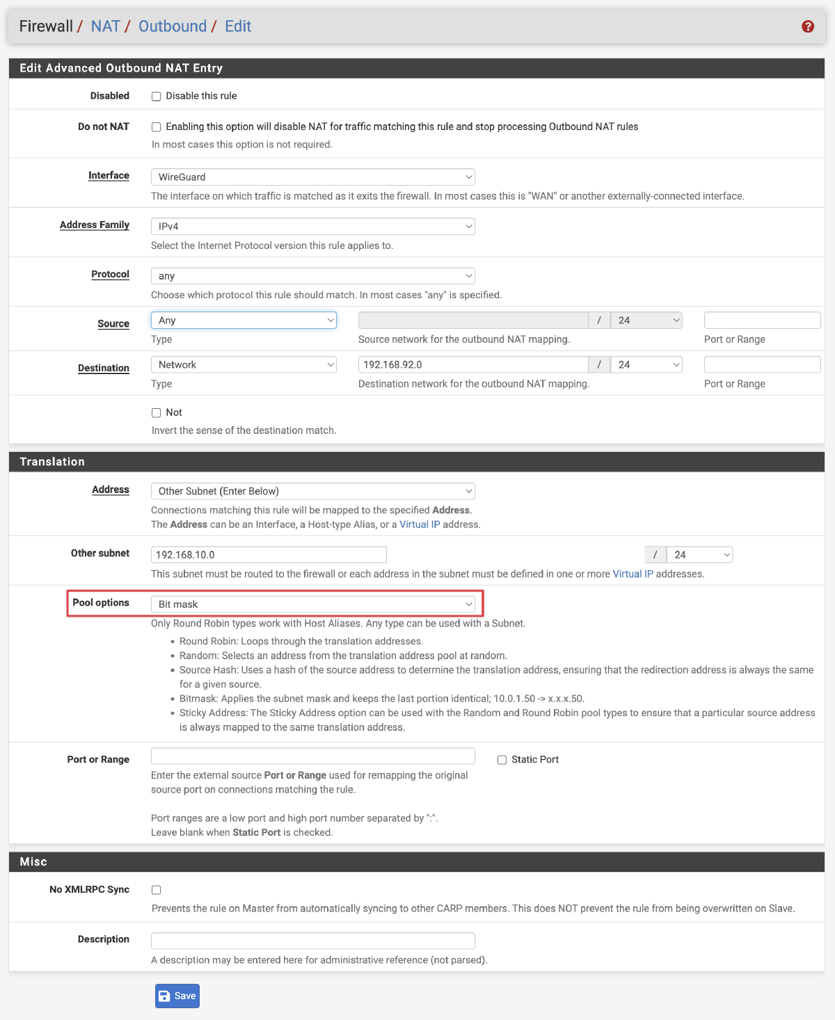 Site B Outbound NAT Rule